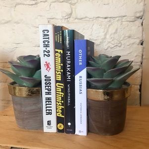 Set of two succulent bookends